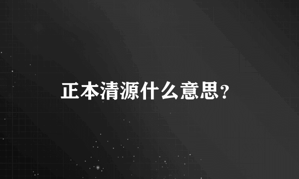 正本清源什么意思？