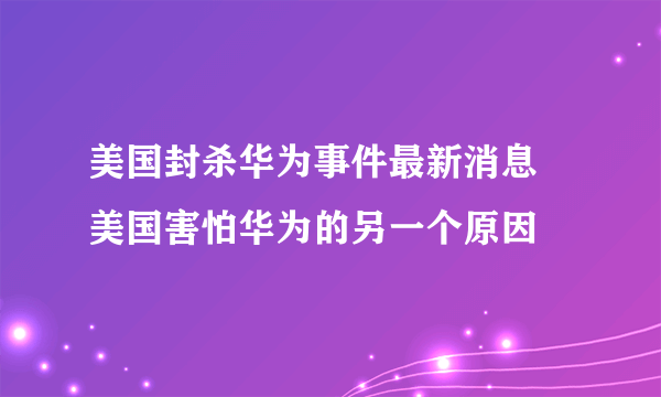 美国封杀华为事件最新消息 美国害怕华为的另一个原因