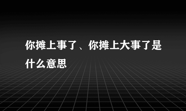 你摊上事了、你摊上大事了是什么意思