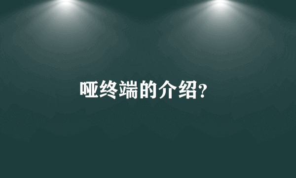 哑终端的介绍？