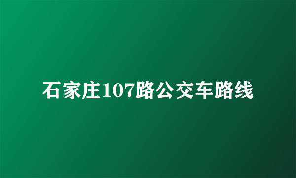 石家庄107路公交车路线