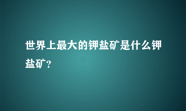 世界上最大的钾盐矿是什么钾盐矿？
