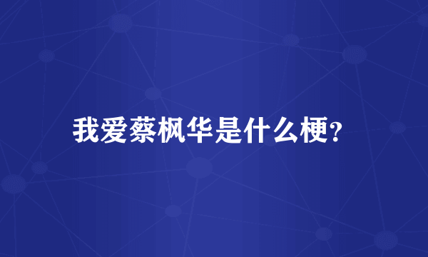 我爱蔡枫华是什么梗？