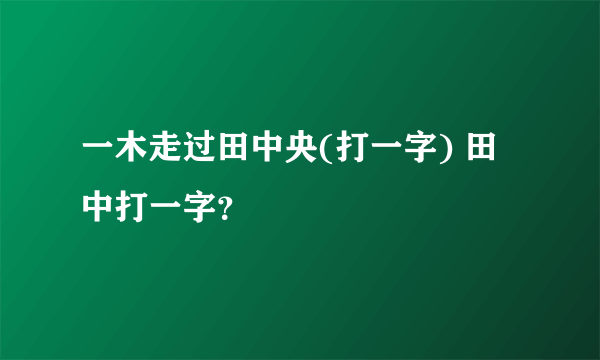 一木走过田中央(打一字) 田中打一字？