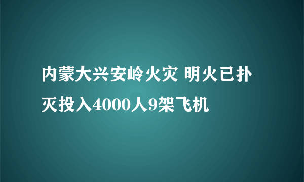 内蒙大兴安岭火灾 明火已扑灭投入4000人9架飞机