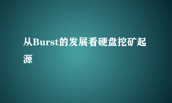 从Burst的发展看硬盘挖矿起源