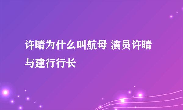 许晴为什么叫航母 演员许晴与建行行长