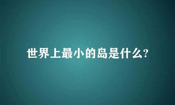 世界上最小的岛是什么?
