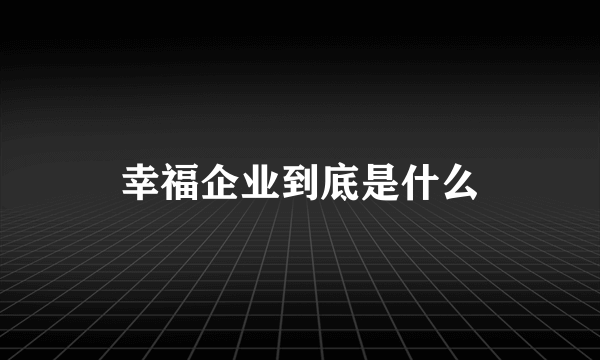 幸福企业到底是什么