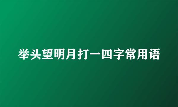 举头望明月打一四字常用语