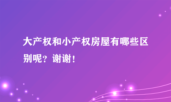 大产权和小产权房屋有哪些区别呢？谢谢！