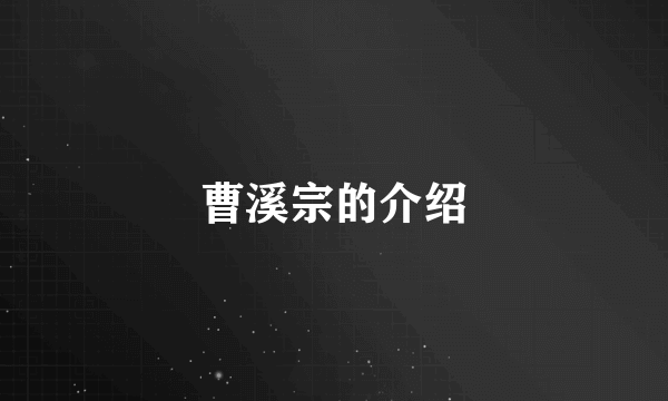 曹溪宗的介绍