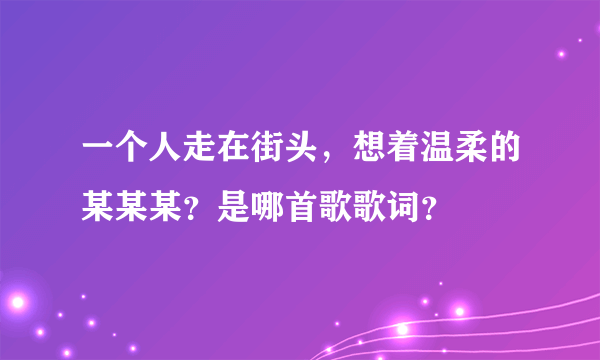 一个人走在街头，想着温柔的某某某？是哪首歌歌词？