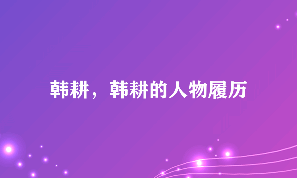 韩耕，韩耕的人物履历