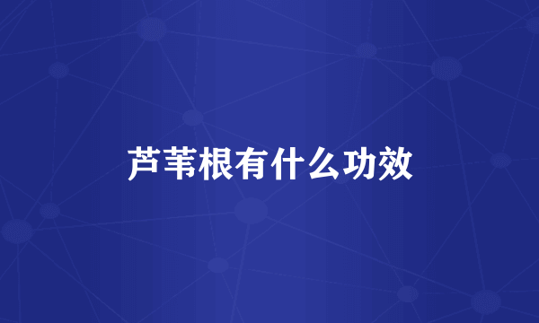 芦苇根有什么功效