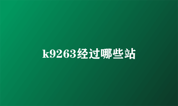 k9263经过哪些站
