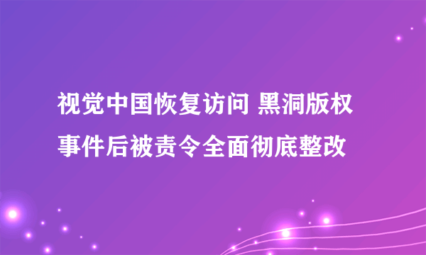 视觉中国恢复访问 黑洞版权事件后被责令全面彻底整改
