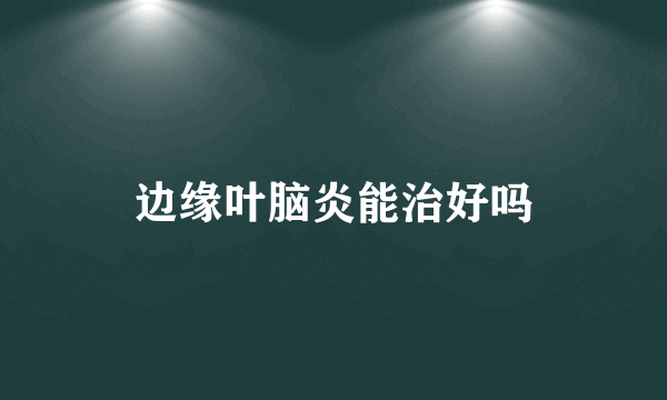 边缘叶脑炎能治好吗