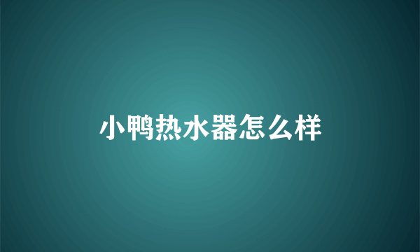 小鸭热水器怎么样