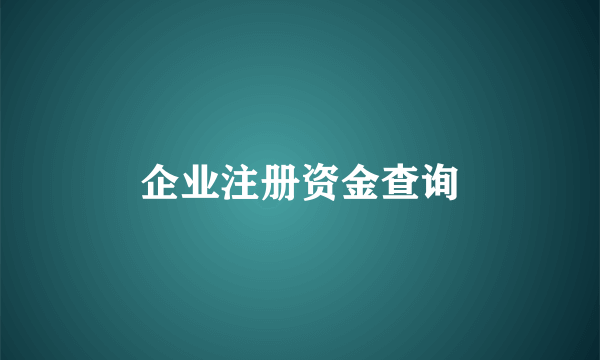 企业注册资金查询