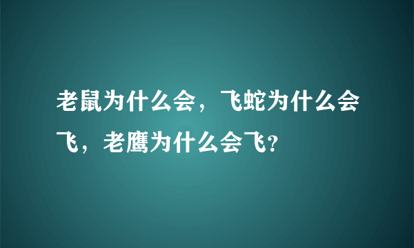 老鼠为什么会，飞蛇为什么会飞，老鹰为什么会飞？