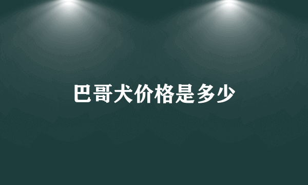 巴哥犬价格是多少