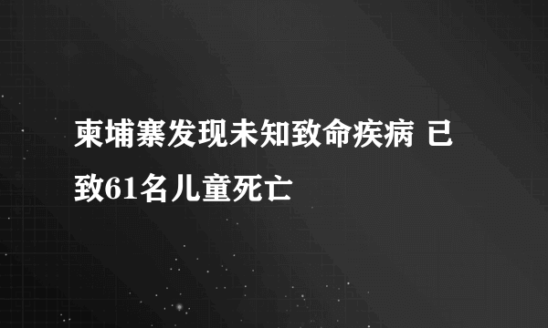 柬埔寨发现未知致命疾病 已致61名儿童死亡