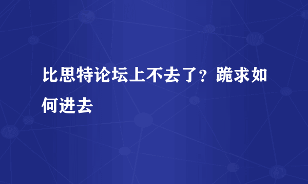 比思特论坛上不去了？跪求如何进去