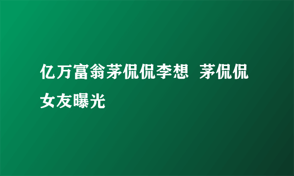 亿万富翁茅侃侃李想  茅侃侃女友曝光