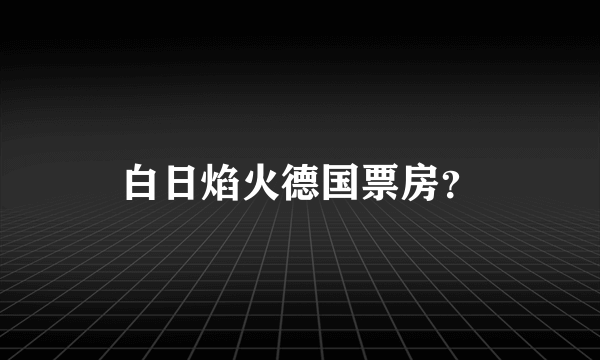 白日焰火德国票房？