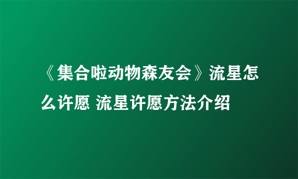 《集合啦动物森友会》流星怎么许愿 流星许愿方法介绍