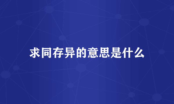 求同存异的意思是什么