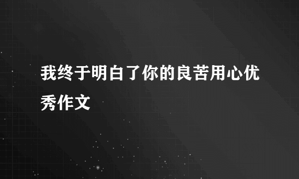 我终于明白了你的良苦用心优秀作文