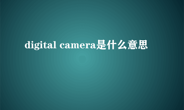 digital camera是什么意思