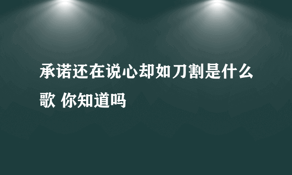 承诺还在说心却如刀割是什么歌 你知道吗