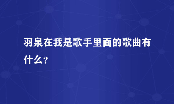 羽泉在我是歌手里面的歌曲有什么？