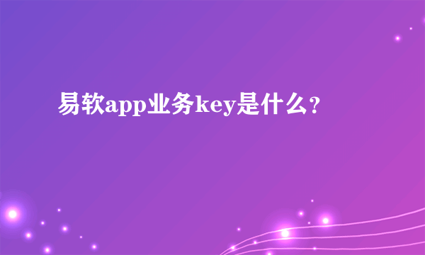 易软app业务key是什么？