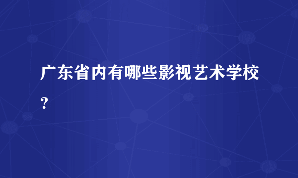 广东省内有哪些影视艺术学校？