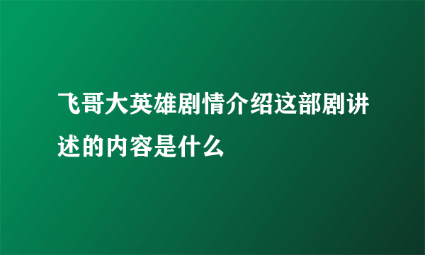 飞哥大英雄剧情介绍这部剧讲述的内容是什么