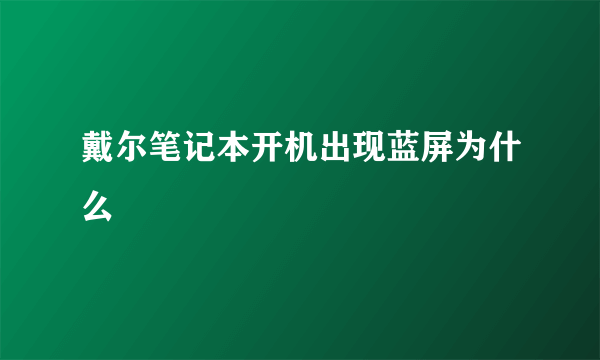 戴尔笔记本开机出现蓝屏为什么