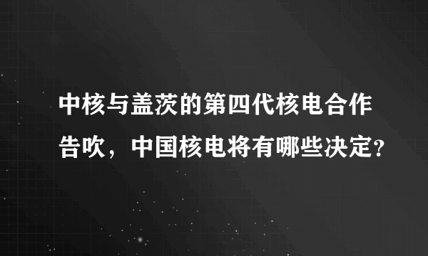 中核与盖茨的第四代核电合作告吹，中国核电将有哪些决定？