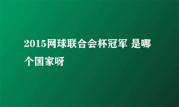 2015网球联合会杯冠军 是哪个国家呀