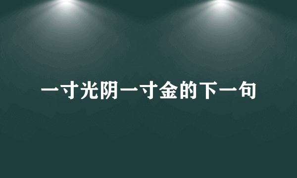 一寸光阴一寸金的下一句