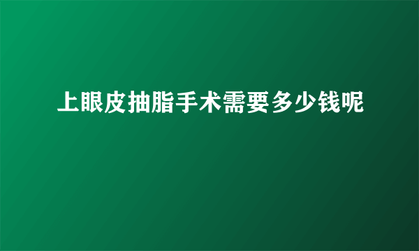 上眼皮抽脂手术需要多少钱呢