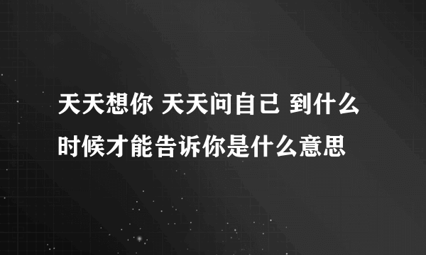 天天想你 天天问自己 到什么时候才能告诉你是什么意思