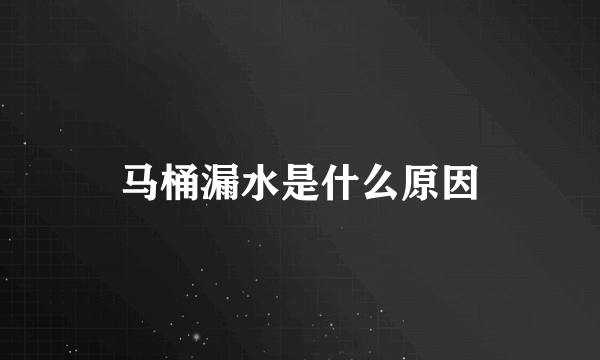 马桶漏水是什么原因
