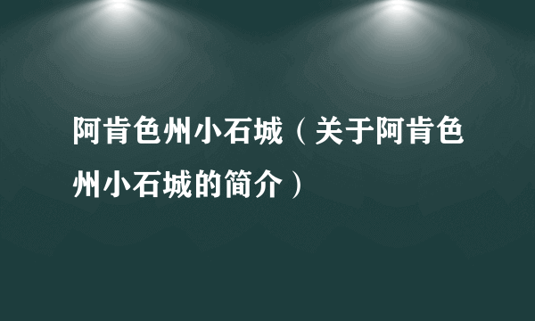 阿肯色州小石城（关于阿肯色州小石城的简介）