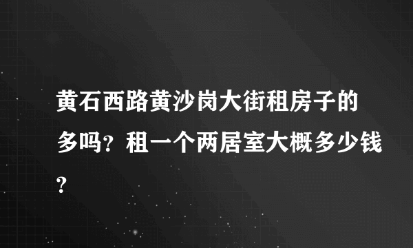 黄石西路黄沙岗大街租房子的多吗？租一个两居室大概多少钱？