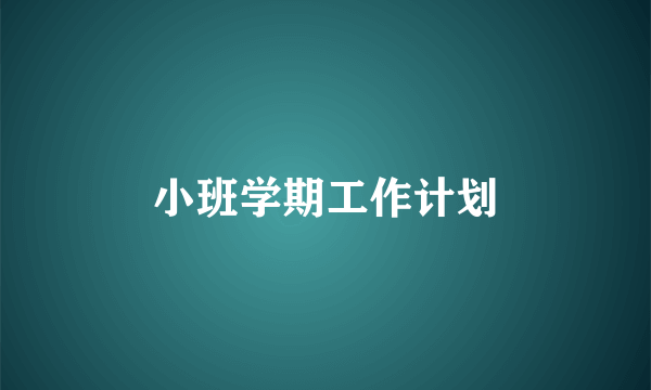 小班学期工作计划