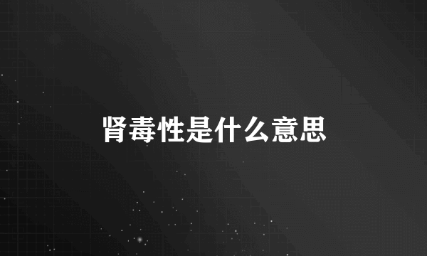 肾毒性是什么意思